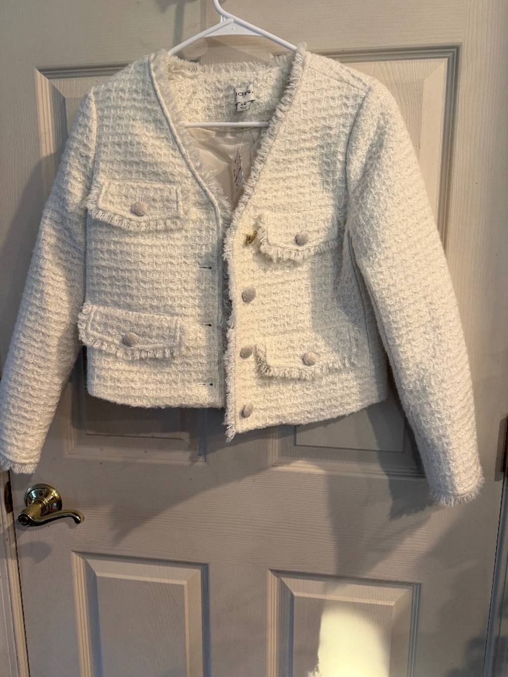 NWT j crew cropped tweed jacket signature gold buttons p0
